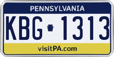 PA license plate KBG1313