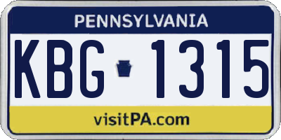 PA license plate KBG1315