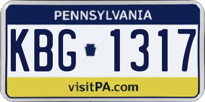 PA license plate KBG1317
