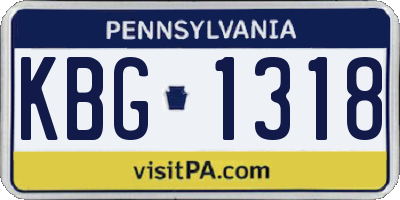 PA license plate KBG1318