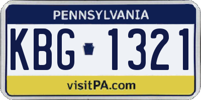 PA license plate KBG1321