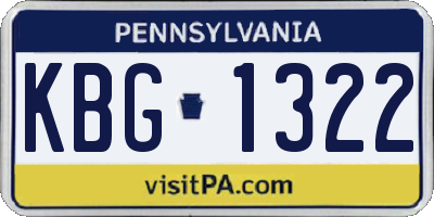PA license plate KBG1322