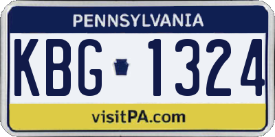 PA license plate KBG1324
