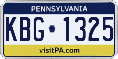 PA license plate KBG1325
