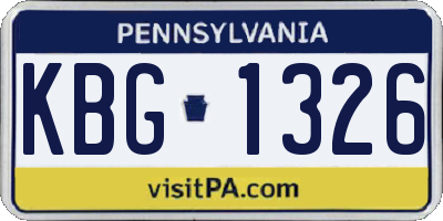 PA license plate KBG1326
