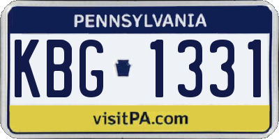 PA license plate KBG1331