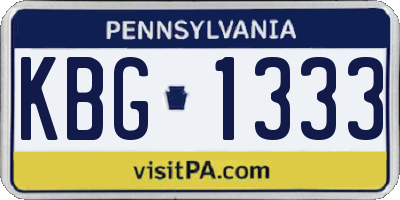 PA license plate KBG1333