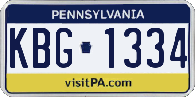 PA license plate KBG1334