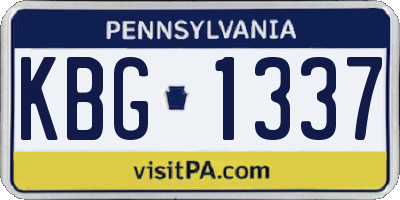 PA license plate KBG1337
