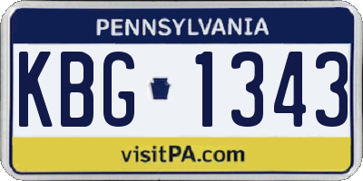 PA license plate KBG1343