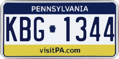 PA license plate KBG1344