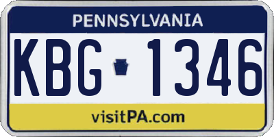 PA license plate KBG1346