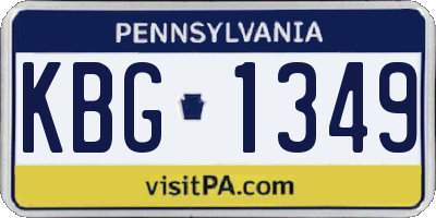 PA license plate KBG1349