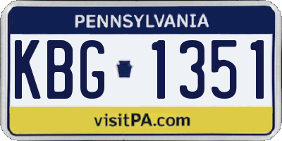 PA license plate KBG1351