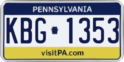 PA license plate KBG1353