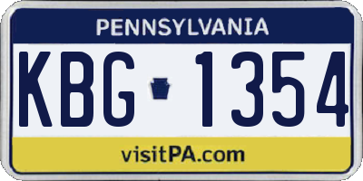 PA license plate KBG1354