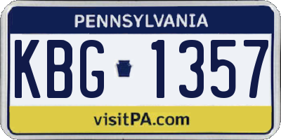 PA license plate KBG1357