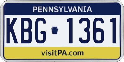 PA license plate KBG1361