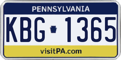 PA license plate KBG1365