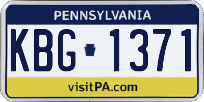PA license plate KBG1371