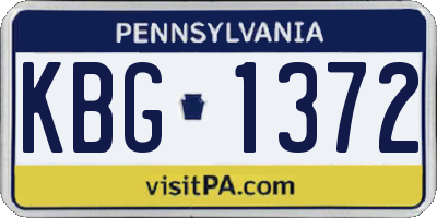 PA license plate KBG1372