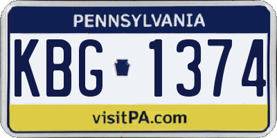 PA license plate KBG1374