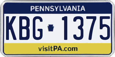 PA license plate KBG1375