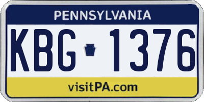 PA license plate KBG1376