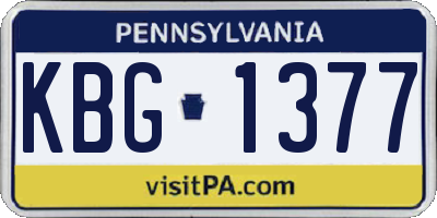 PA license plate KBG1377
