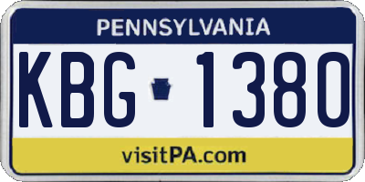 PA license plate KBG1380