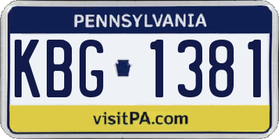 PA license plate KBG1381