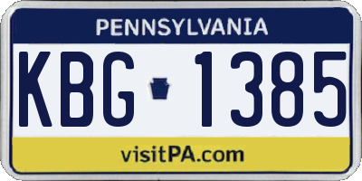 PA license plate KBG1385
