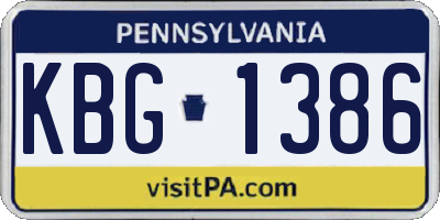 PA license plate KBG1386