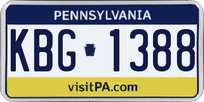 PA license plate KBG1388