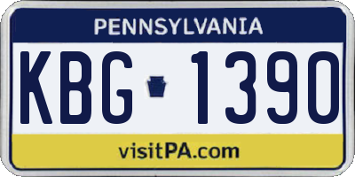 PA license plate KBG1390