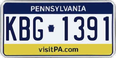 PA license plate KBG1391