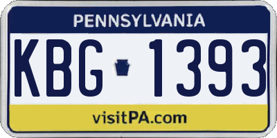 PA license plate KBG1393
