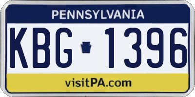 PA license plate KBG1396