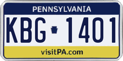 PA license plate KBG1401