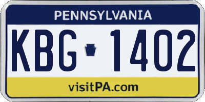 PA license plate KBG1402