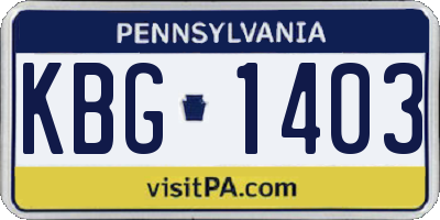 PA license plate KBG1403