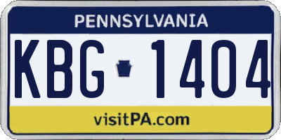 PA license plate KBG1404