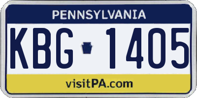 PA license plate KBG1405
