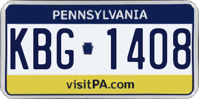 PA license plate KBG1408