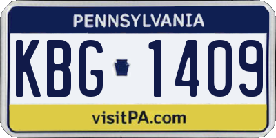PA license plate KBG1409