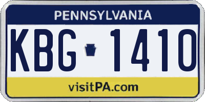 PA license plate KBG1410