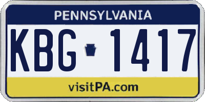 PA license plate KBG1417