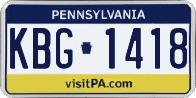 PA license plate KBG1418