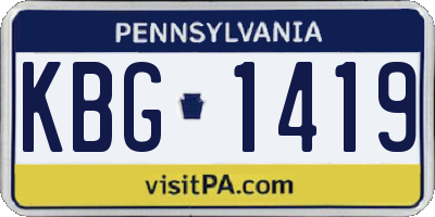 PA license plate KBG1419