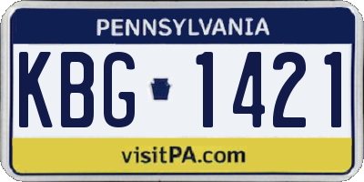 PA license plate KBG1421